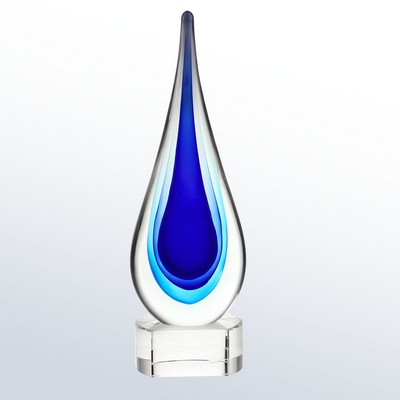 Ocean Teardrop Art Glass Award 8"H