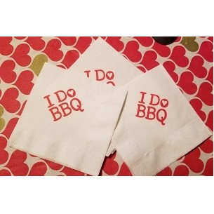 Stock "I Do BBQ" Heart Cocktail Napkins (Pack of 25)