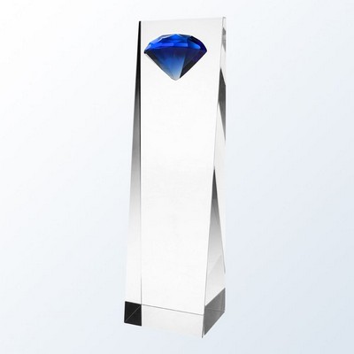 Blue Diamond Tower Optic Crystal Award - Small