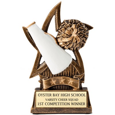 6" Cheerleader Sweeping Star Resin Trophy