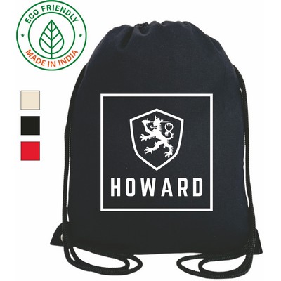 Sports Drawstring Bag Backpack Eco Friendly Canvas Black