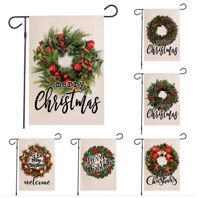 Double Sided Printing Flax Christmas Yard Flags