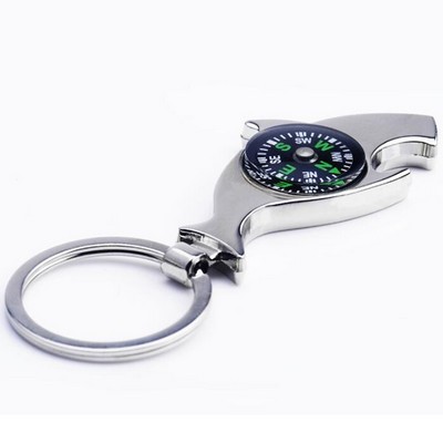 Shark Bottle Opener Compass Keychain