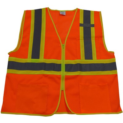 CB1 Mesh Orange/ Lime Contrast Two Tone DOT ANSI Class 2 Safety Vest