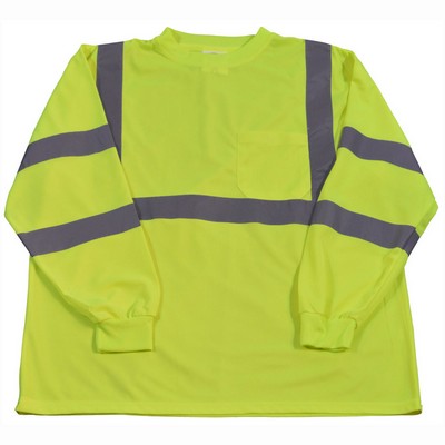 ANSI/ISEA 107-2015 Class 3 Lime Birdseye Mesh High Vis Long Sleeve T-shirts