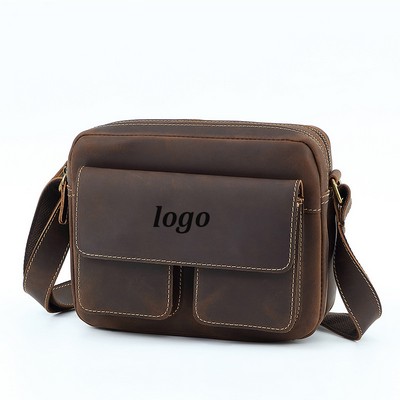 Genuine Leather Small Messenger Bag for Men