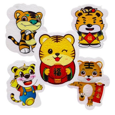 Tiger Shaped Compressed Sponge w/String