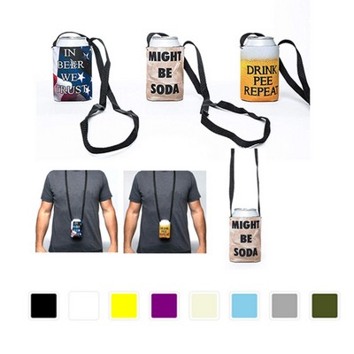 Neoprene Lanyard Can Cooler w/Strap