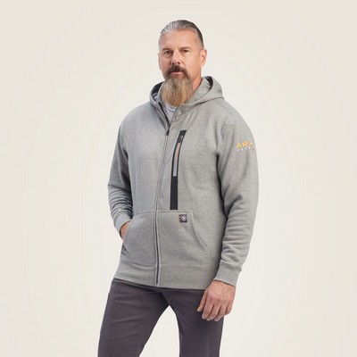 Ariat® Men's Heather Gray Rebar® Workman™ Full Zip Hoodie