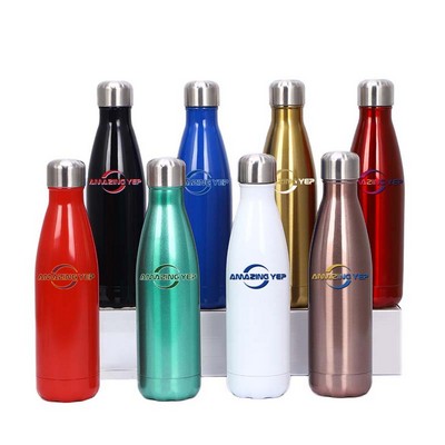 Glossy Cola-Shaped Stainless Steel Bottle 17oz.