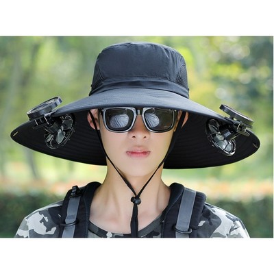 USB rechargeable fan hat fishman hat