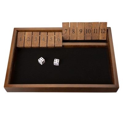 Deluxe Wood Shut the Box Game - 12 Numbers - Walnut Stain