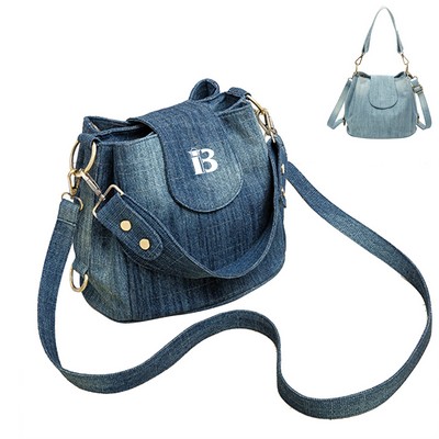 Denim Casual Bucket Shoulder Crossbody Handbag