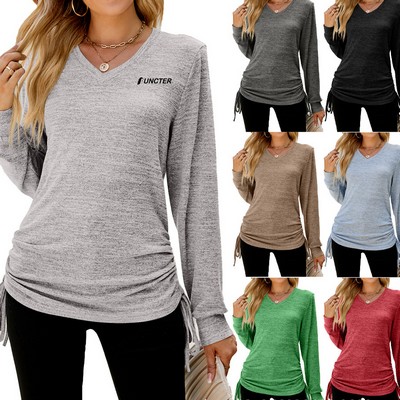 Women's V Neck Long Sleeve T Shirt Casual Basic Tee