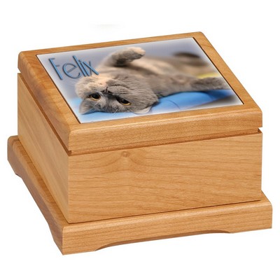 3.25" Red Alder Pet Urn with Routed Top/Insert Not Included