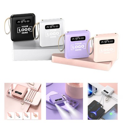 10K Power Bank With LED Torch Light & 4 in 1 Charging Cables