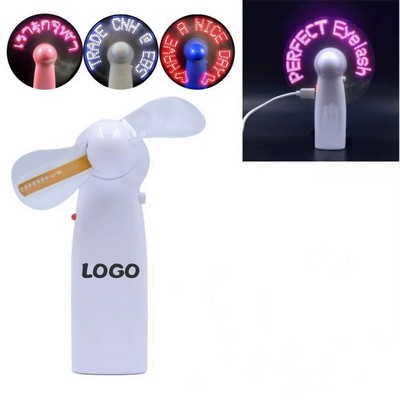 USB LED Flashing Message Handheld Fan