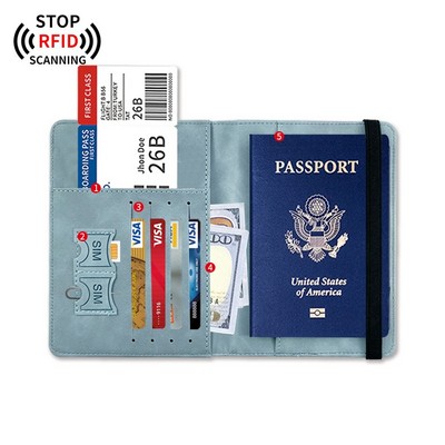 Travel RFID Leather Passport Travel Wallet