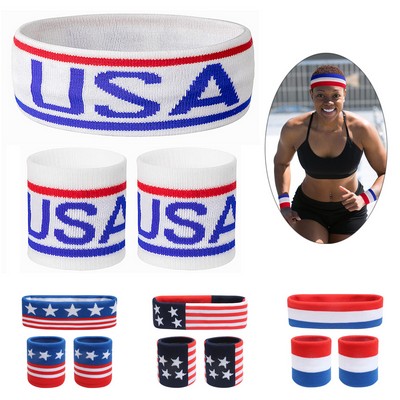 American Flag Headband & Wristband Sets