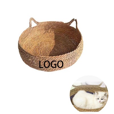 Hand-woven bamboo and rattan pet nests