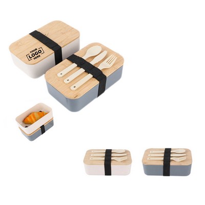 Eco-Friendly Wheat Straw Lunch Box with Tableware Set