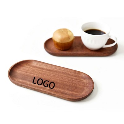 Wooden Ellipse Plate For Coffee