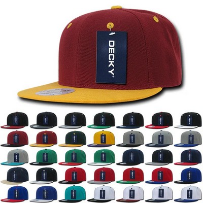 Decky High Profile Six Panel Two Tone Snapback Cap (Lot of 12)