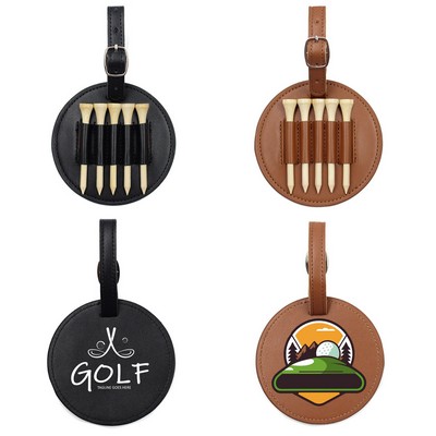 PU Leather Golf Tee Holder With 5 Tees Set