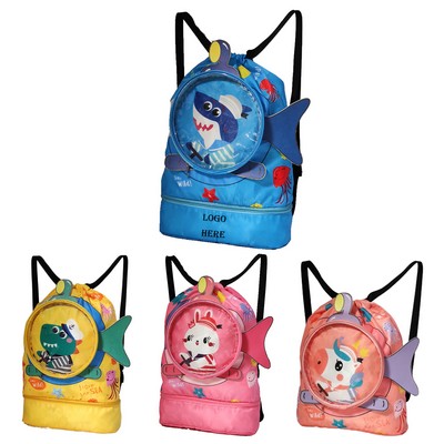 Children'S Dry Wet Separated Swim Lightweight Drawstring Backpacks