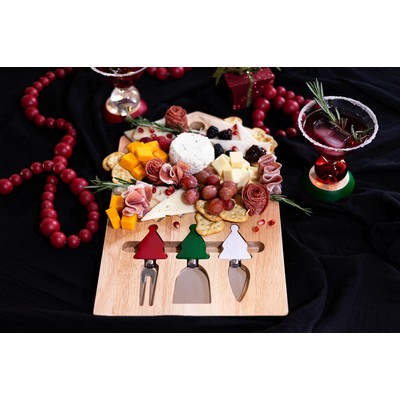 Jeanne Fitz Tootles! By Jeanne Fitz Whimsical Christmas 4Pc Service Board W/ Knives - Green