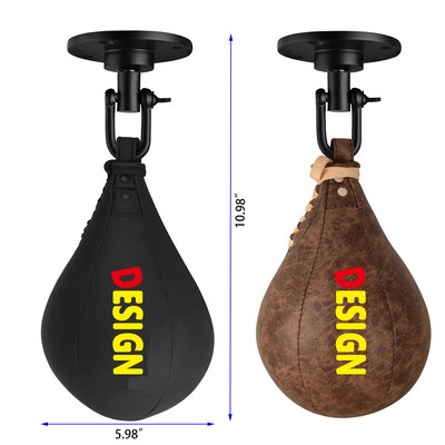 Speed Ball Boxing Leather Thai Training Punching Dodge Striking Bag Kit