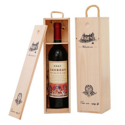 Single Wooden Wine Box With Handle