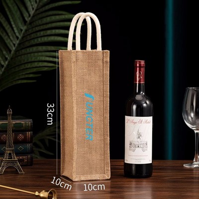 Reusable Jute Single Bottle Wine Gift Bag