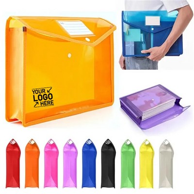 Expandable Plastic Document Folder with Snap Closure