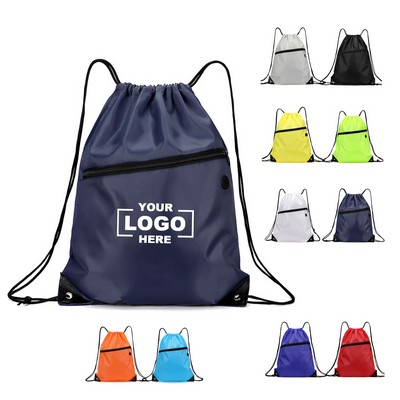 Zippered Drawstring Backpack for Gym and Travel