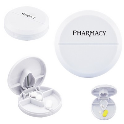 Round Shape Pill Case Tablet Box with Cutter