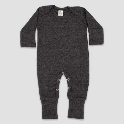 Baby Jumpsuit w/ Mittens Black Heather 65% Polyester 35% Cotton- Laughing Giraffe®