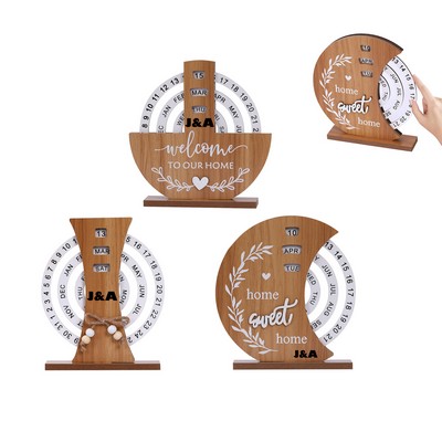 Wooden Perpetual Desktop Calendar