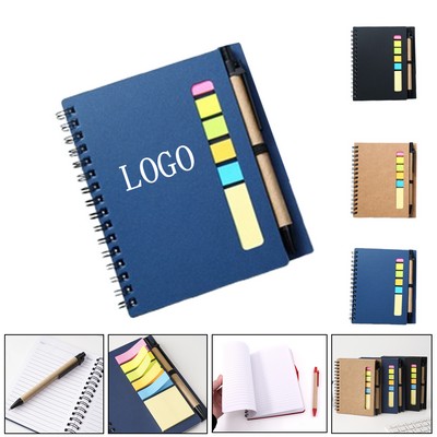 Spiral Notebook With Ball Pen and Sticky