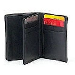 Leather Gusseted Card Case Wallet w/Middle Flap for Extra Storage