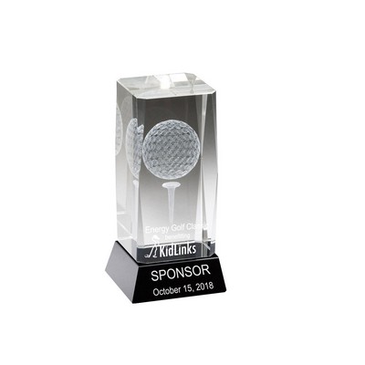 Medium Crystal Award w/ Lasered Golf Image