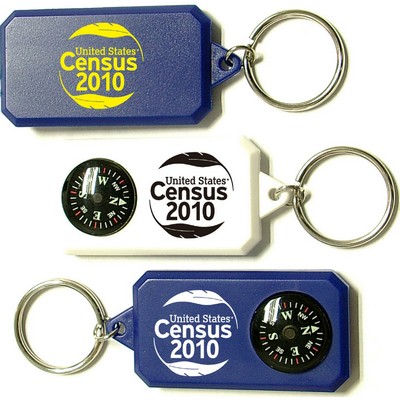 Compass Key Tag w/Large Imprint Area on Both Sides