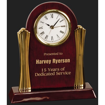 Stay On Time-Columns Rosewood Piano Finish Desk Clock Award