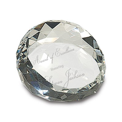 Clear Round Crystal Facet Paperweight