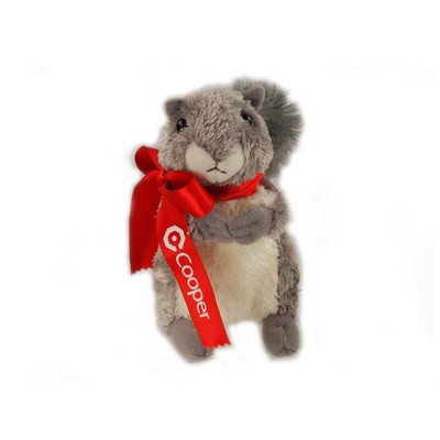 8" Nutty Squirrel Stuffed Animal w/Ribbon & One Color Imprint