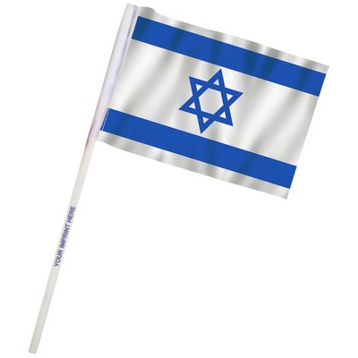 4" x 6" Israel Imprinted Staff Polyester Stick Flags