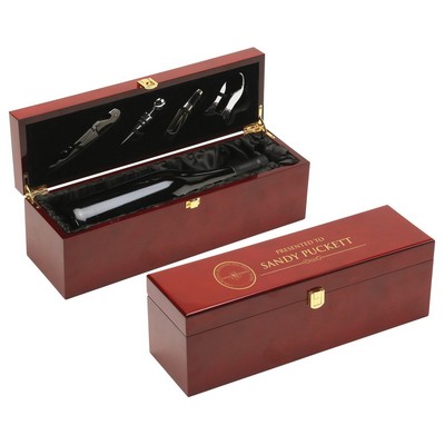 High-Gloss Rosewood Wine Bottle Box - 1 Bottle