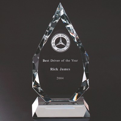 8" Optical Cut Crystal Diamond Award