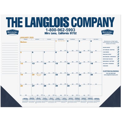 Blue & Gold Calendar Desk Pad w/One Color Imprint (21¾" x 17")