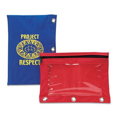 School Nylon 3-Ring Binder Bag, front clear window.